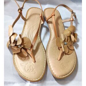 Born Gladiolus Sandals Women’s 11 Tan Leather Comfort Cushion New No Box